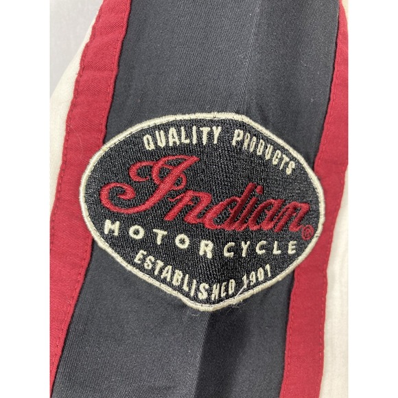 Indian Motorcycles All Embroidered Wit Patch Mechanic XL Cream Button Down Shirt - Picture 8 of 16